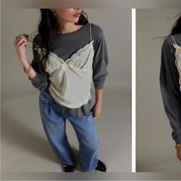 NWOT Free People We The Free Nina Long-Sleeve Tee - black - XS, Small - Picture 4 of 11